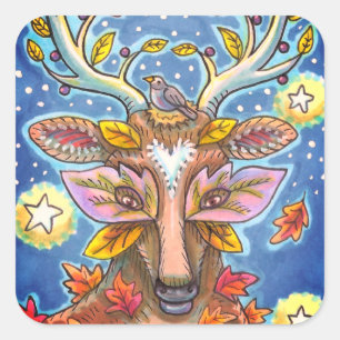 ADESIVO QUADRADO VELOCIDADE DE ARTE FOLHA NA FLORESTA DO OUTONO, NE