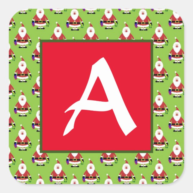 ADESIVO QUADRADO VELOPE DE NATAL INICIAL PERSONALIZADO (Frente)