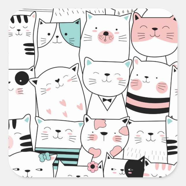 ADESIVO QUADRADO VELOPE SINALIZADOR: GATO FELIZ (Frente)