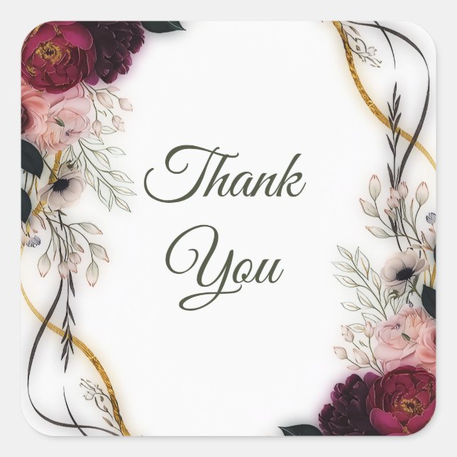 Adesivo Quadrado Velvet Plum Garden Floral Greenery Wedding  (Frente)