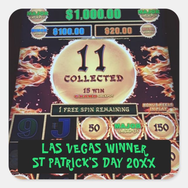 Adesivo Quadrado Vencedor de Vegas Sortudo Noiva do Dia de São Patr (Frente)