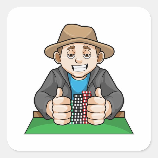Adesivo Quadrado Vencedor no Poker (Frente)
