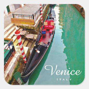 Adesivo Quadrado Veneza, Itália (IT) - Estação Colorida de Gondola