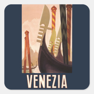 Adesivo Quadrado Veneza Itália Viagem Arte Gôndola Veneza Antiga