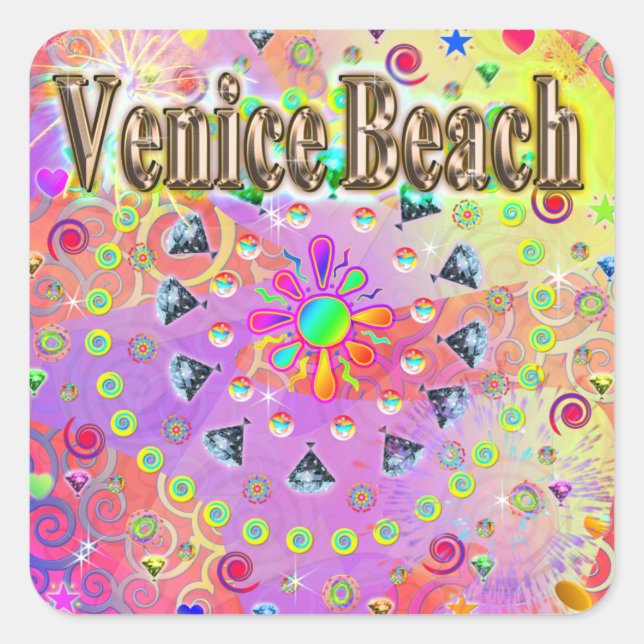 Adesivo Quadrado Venice Beach Lucky Ouro Sticker (Frente)
