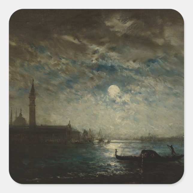 Adesivo Quadrado Venise et le Campanile au Clair de Lune (Frente)