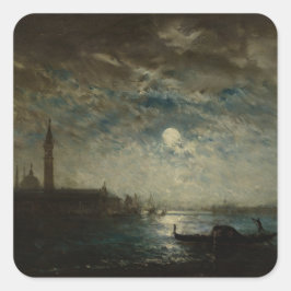 Adesivo Quadrado Venise et le Campanile au Clair de Lune