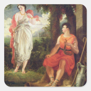 Adesivo Quadrado Venus e Anchises, 1826 (óleo em canvas)