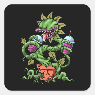 Adesivo Quadrado Venus Fly Trap Bubble Tea Gift Plantas Carnívoras