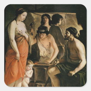 Adesivo Quadrado Venus na forja de Vulcan, 1641