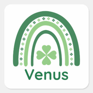 Adesivo Quadrado Venus Name Clover Boho Rainbow