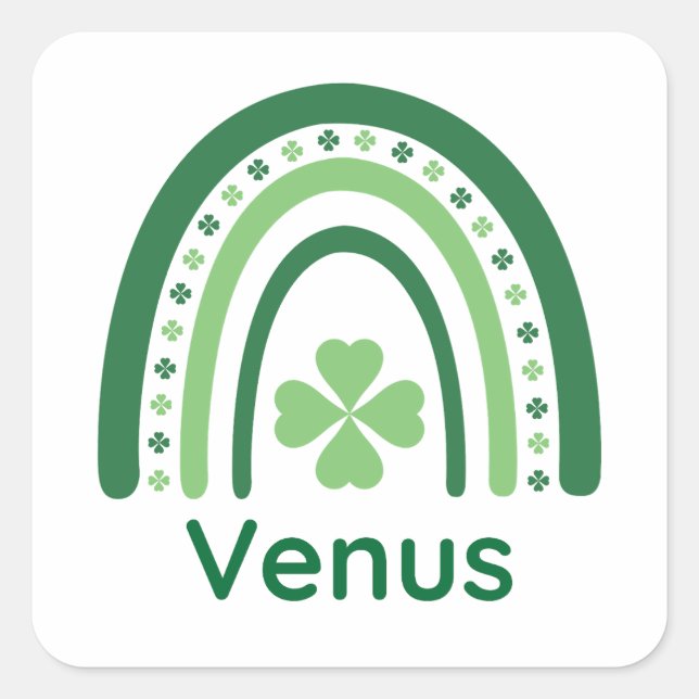 Adesivo Quadrado Venus Name Clover Boho Rainbow (Frente)