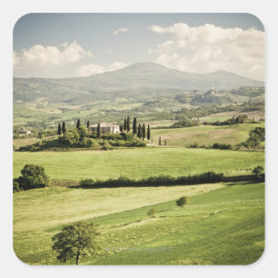 Adesivo Quadrado Ver a paisagem da Tuscana para a fazenda e 2