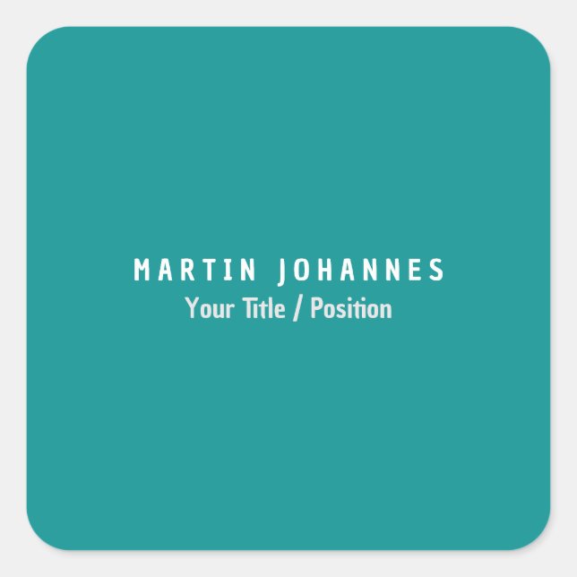 Adesivo Quadrado Verde Azul Elegante Mínimo Moderno (Frente)