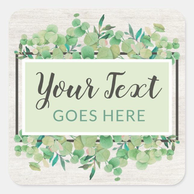 Adesivo Quadrado Verde Botânico Eucalyptus & Rustic Wood Eco (Frente)