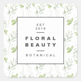 Adesivo Quadrado Verde Botânico Moderno