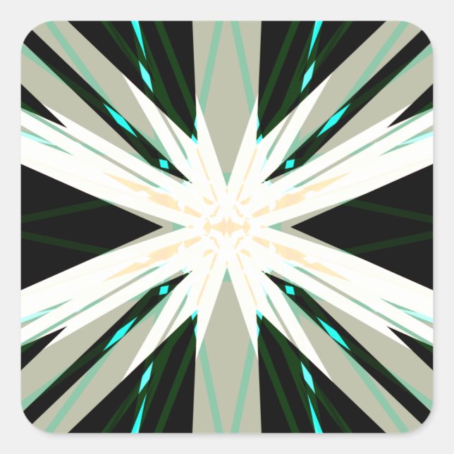 Adesivo Quadrado Verde Branco bege Inverno Floco de Neve nas Estrel (Frente)