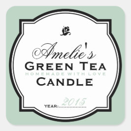 ADESIVO QUADRADO VERDE DE VINTAGEM MODERNA | VELAS DE SOAP PERSONAL