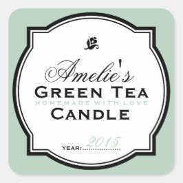 ADESIVO QUADRADO VERDE DE VINTAGEM MODERNA | VELAS DE SOAP PERSONAL