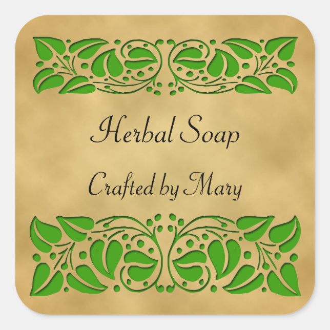 Adesivo Quadrado Verde deixa Artesanatos personalizados (Frente)