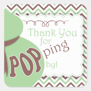 Adesivo Quadrado Verde/etiquetas do favor do chá de fraldas colis