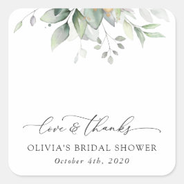 Adesivo Quadrado Verde, Eucalipto Folhas, Boho, Chá de panela