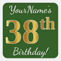 Verde, Faux Dourado 38º Aniversário + Nome Persona