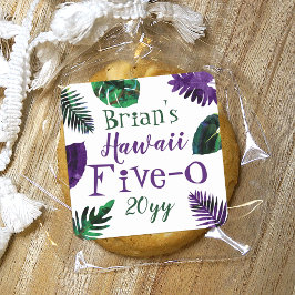 Adesivo Quadrado Verde, Folhas Roxas de Ameixa Havaí 5-0 50º Aniver