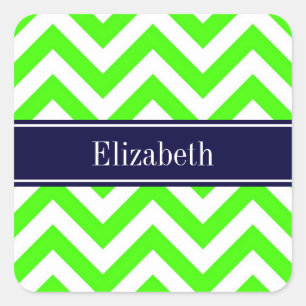 Adesivo Quadrado verde limão LG Chevron Marinho Blue Name Monogram