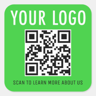 Adesivo Quadrado Verde limão QR Code Stickers Company Logo Square