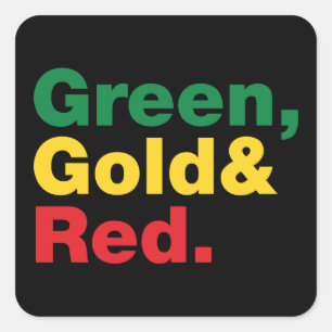 Adesivo Quadrado Verde, ouro & vermelho
