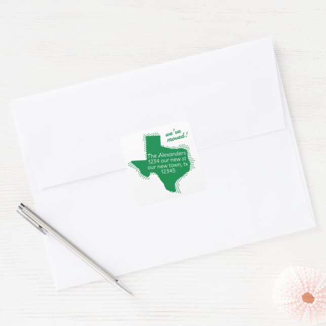Adesivo Quadrado Verde que nos movemos - Texas pontilhado movendo-s (Envelope)