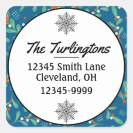 Adesivo Quadrado Vereadores de Natal com Holly Berries