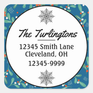 Adesivo Quadrado Vereadores de Natal com Holly Berries