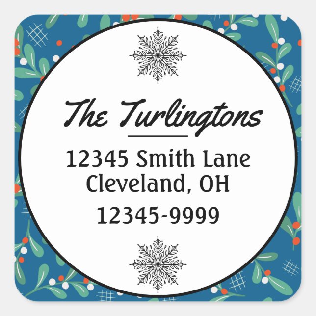 Adesivo Quadrado Vereadores de Natal com Holly Berries (Frente)