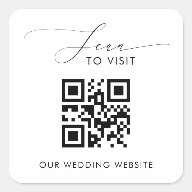 Adesivo Quadrado Verificação de Código QR de Script para Visitar No (Frente)