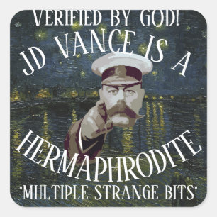 ADESIVO QUADRADO VERIFICADO! CONFIRMADO! HERMAFRODITA JD VANCE