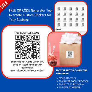 Adesivo Quadrado Verifique o código QR para uma MARCA PERSONALIZADA