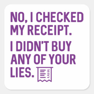 Adesivo Quadrado Verifiquei Meu Recibo