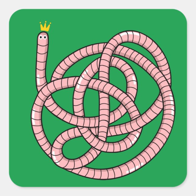 Adesivo Quadrado Verme de cartum na coroa (Frente)