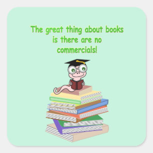 Adesivo Quadrado Verme de Livro