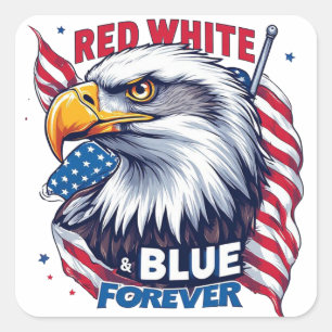 Adesivo Quadrado Vermelho Branco & Azul Para Sempre Bandeira Americ