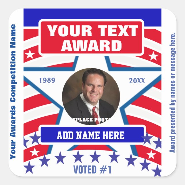 Adesivo Quadrado Vermelho, Branco e Azul (Frente)