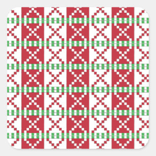 Adesivo Quadrado Vermelho, branco, verde Latgale Latgale, Etnia Fol