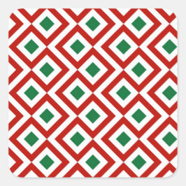 Adesivo Quadrado Vermelho, Branco, Verde Meander