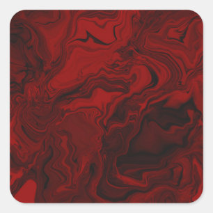 Adesivo Quadrado Vermelho Clássico e Mármore Negro