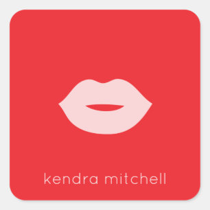 Adesivo Quadrado Vermelho cor-de-rosa minimalista corajoso do