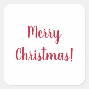 Adesivo Quadrado Vermelho e Branco de Natal Feliz Natal Tipografia