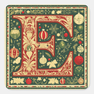 Adesivo Quadrado Vermelho e Creme com Vermelho e Verde Natal