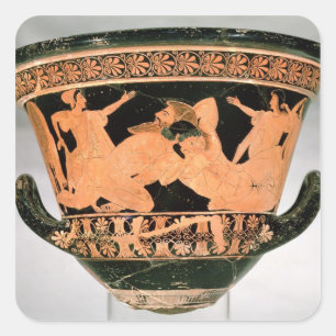 Adesivo Quadrado Vermelho-figura calyx-krater do sótão que descre